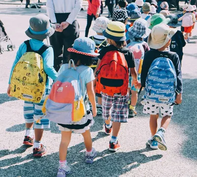 Japanese students walking together