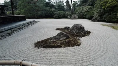 Japanese rock garden with raked sand - Photo by fan yang on Unsplash