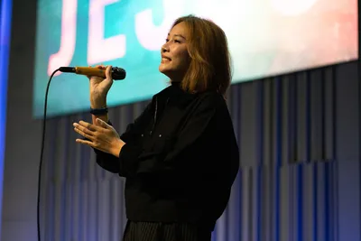 Stage with microphone