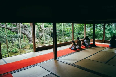 People sitting in a traditional Japanese room overlooking garden — Photo by PJH on Unsplash